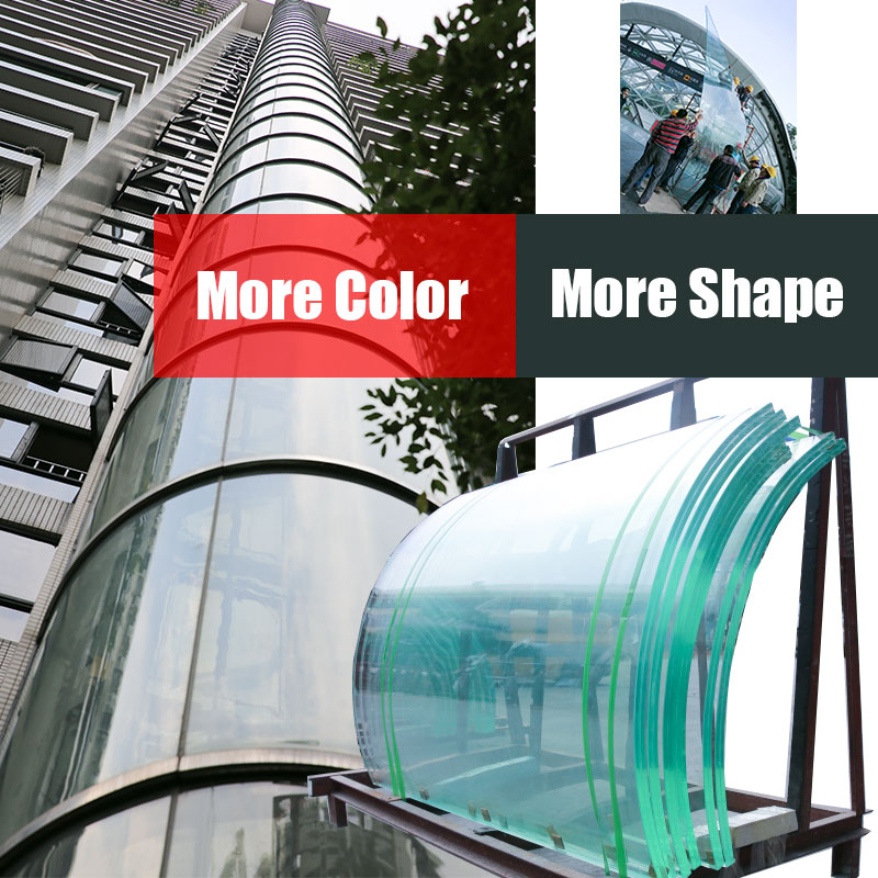 Safety Curved reflective toughened Bent Tempered laminated glass railing